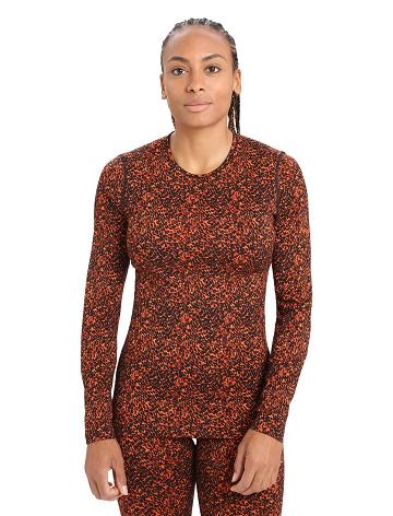 Dámské Base Layers Icebreaker Merino 200 Oasis Long Sleeve Crewe Lichen Černé Růžové | CZ 1121DFMN